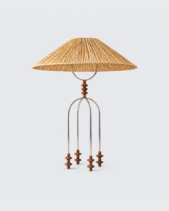 Claudia lamp by Hilykan – table lamp with wide conical shade and arched metal frame