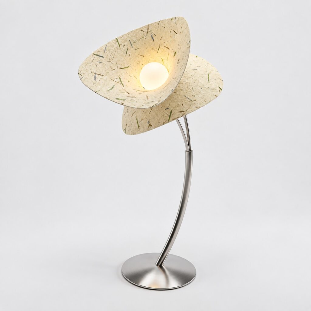 Mua floor lamp by Hilykan, front studio view on a neutral grey background