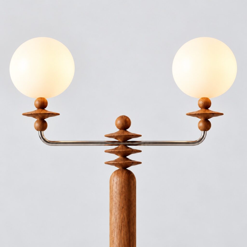 Sebastian lamp upper assembly – symmetrical arms and turned details
