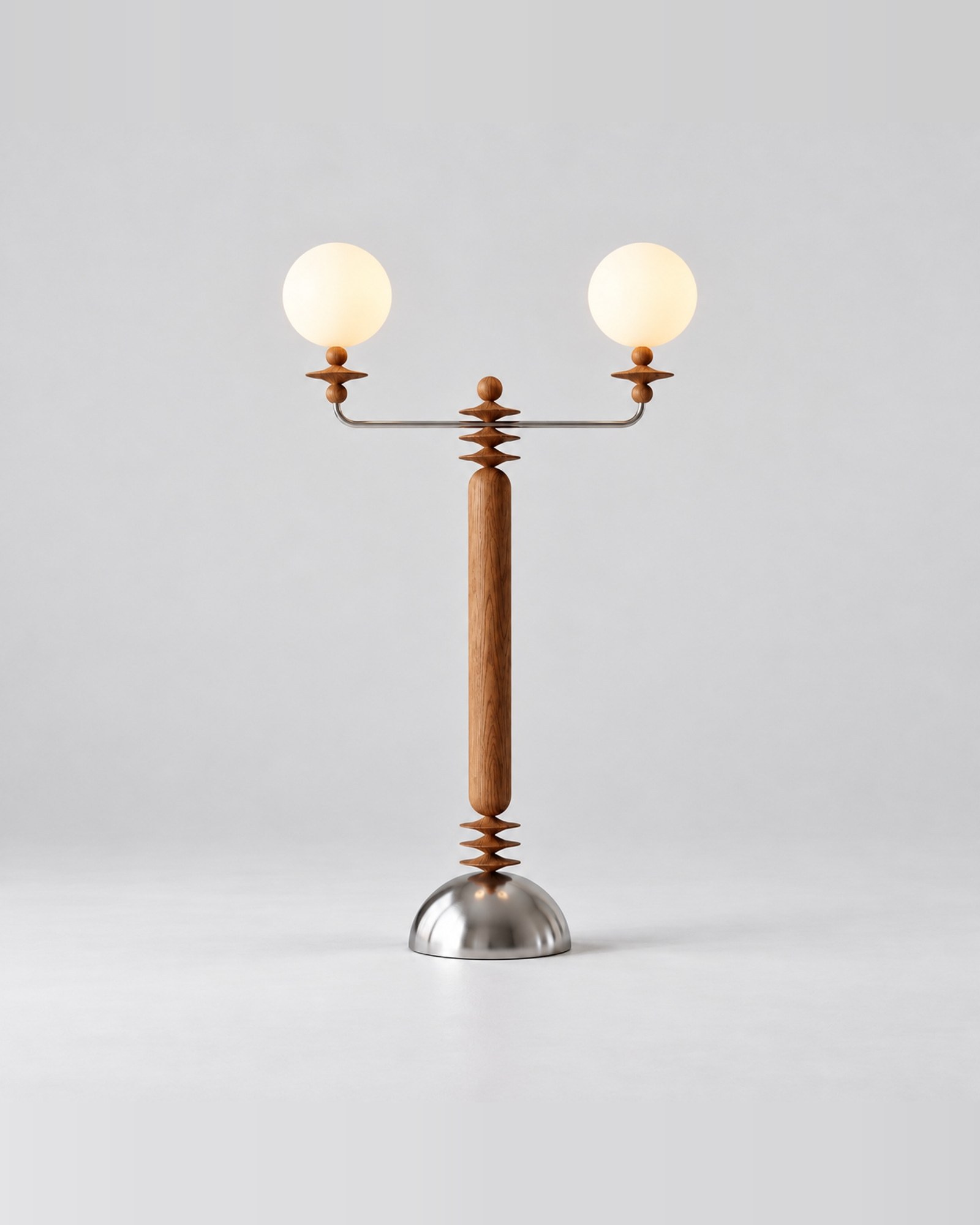 Sebastian lamp by Hilykan – two-arm table lamp with frosted glass globes
